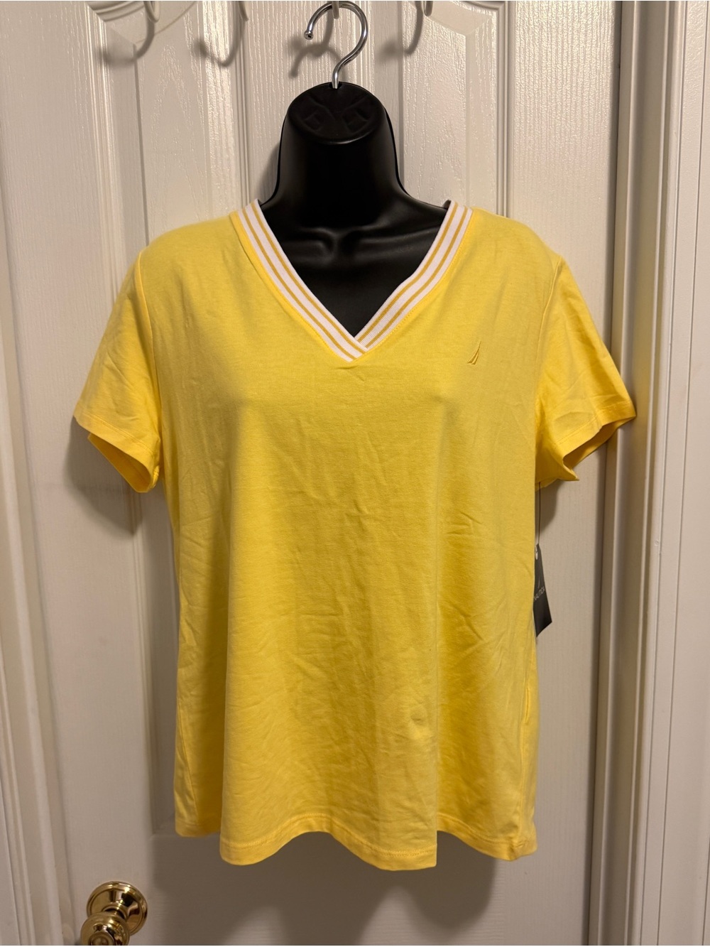 Nautica Women's Bright Yellow V-Neck Short Sleeve Tee
